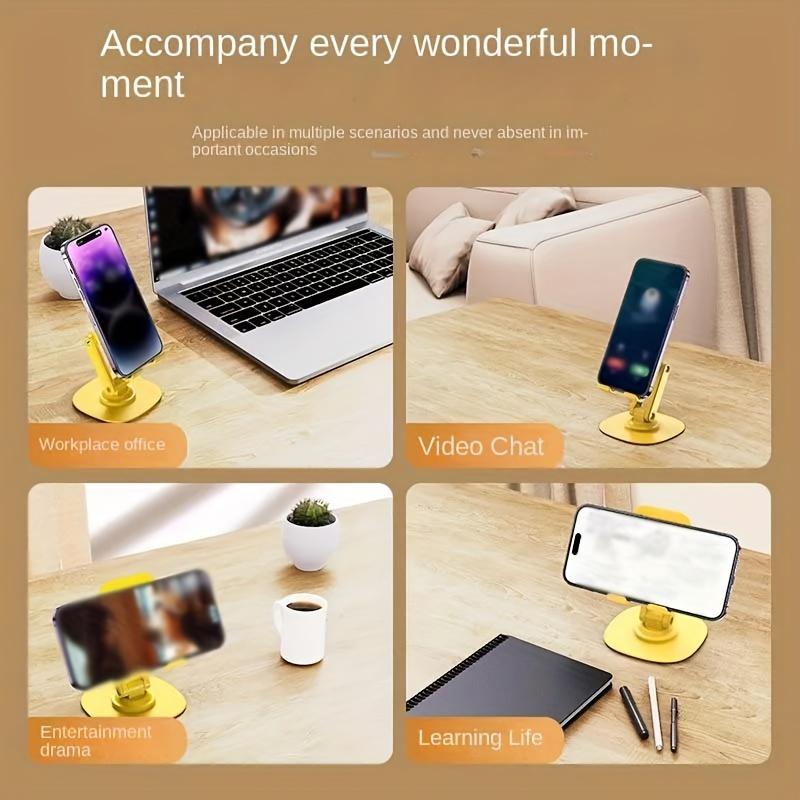 Universal Biax Metal Base 360 Degrees Rotating Height Adjustable Telescopic Desktop Mobile Phone Holder Fully Collapsible Stands