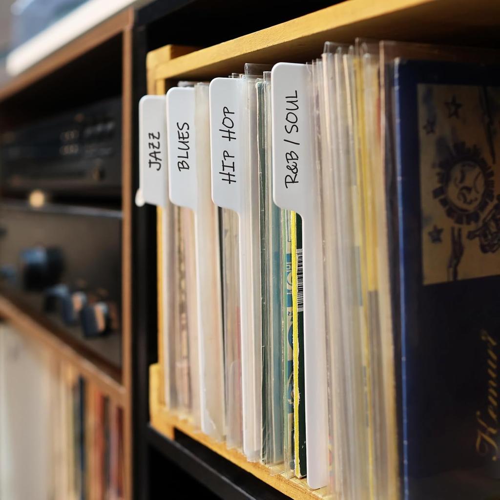 10 pcs Vinyl Record Dividers 7.9 Inches White Double-Side Plastic Record Organizer for 7 Inch Vinyl DVD Record Organization