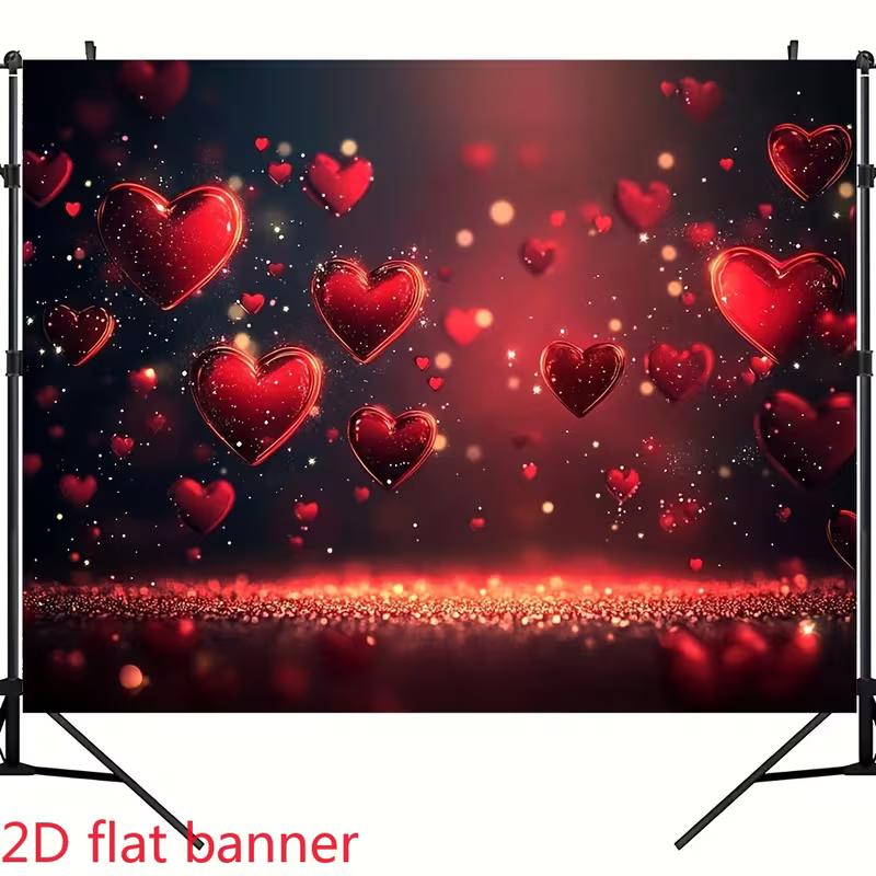 2D Flat Romantic Red Heart Photography Background