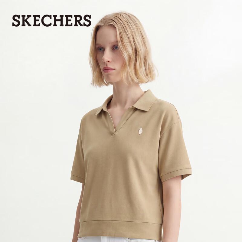 Skechers Klassisches Damen-Strick-Poloshirt mit kurzen Ärmeln L226W064