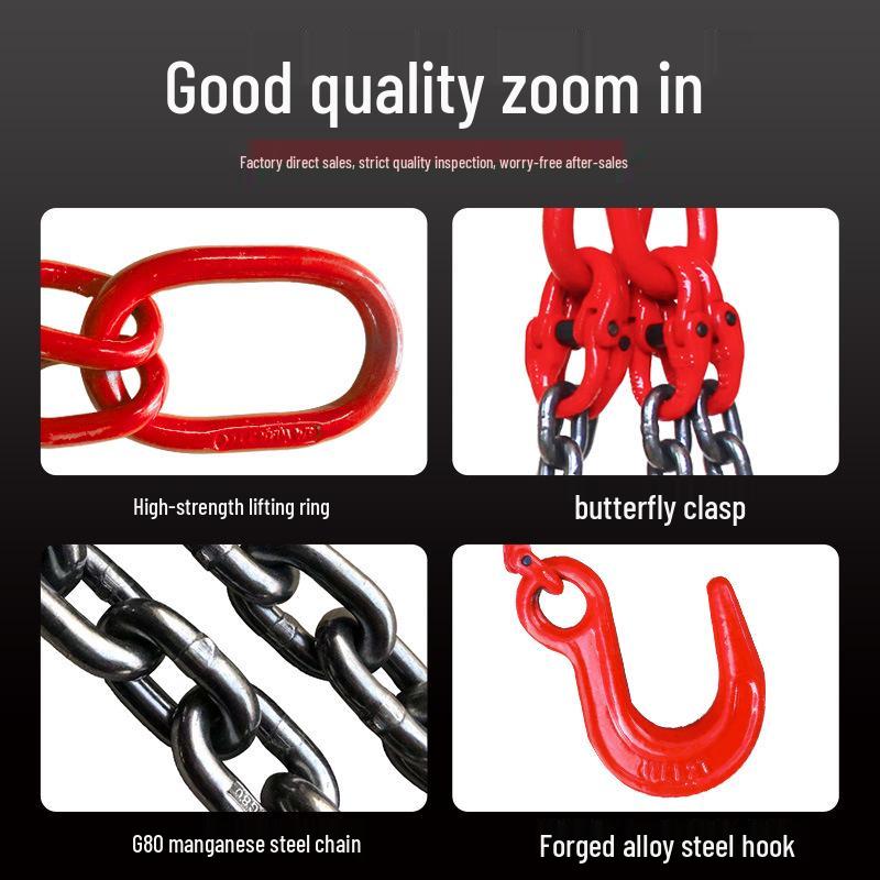 Heavy-Duty Sling & Chain Rigging Tool with Hooks and Rings