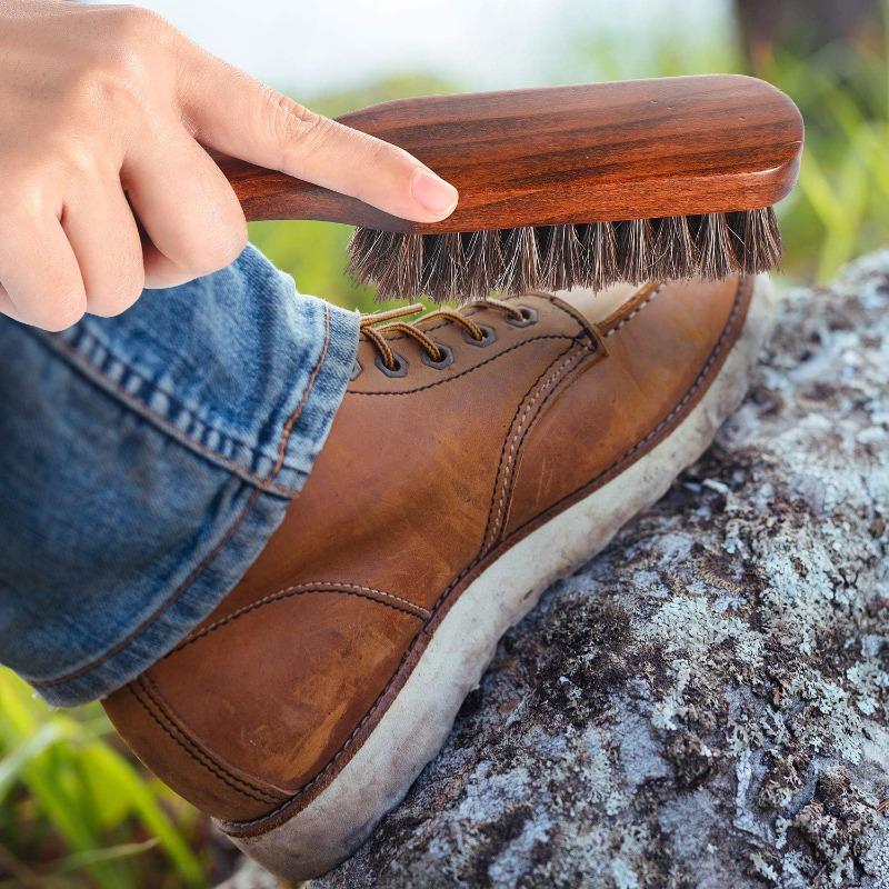 5-teiliges Rosshaar Schuhbürsten Glanz-Set, Schuhputz-Set, Leder Schuhe Stiefel Reinigungsbürste Pflege Reinigungs-Applikator