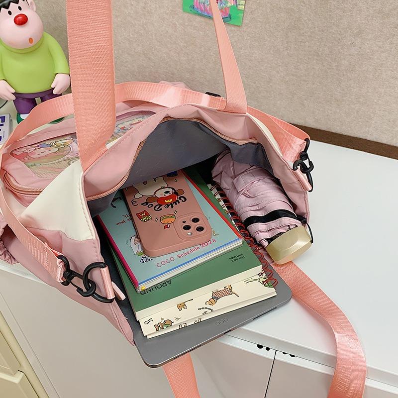 Large-capacity transparent women's bag New shoulder bag Printed student tutoring bag Crossbody bag Contrast color
