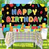 Colorful Building Block Themed Birthday Banner Shooting Backdrop Children Birthday Family Party Decoration Photography Backdrop