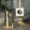 Floor To Ceiling Cat Tree Adjustable Height 225 285 Cm With Scratching Post 4 Levels Nest Hammock Ladder Games Beige