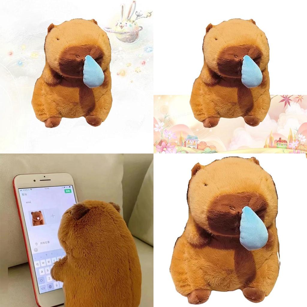 Cute Nose-picking Capybara Plush Toy Pullable And Vibrating Pendant With Cartoon Character 35cm