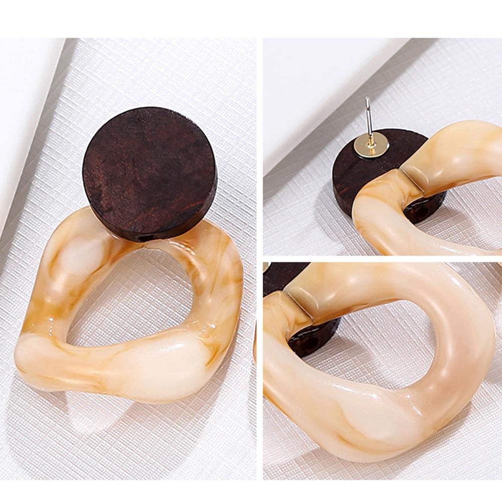 Women Wood Resin Earrings Retro Style All Matching Earrings