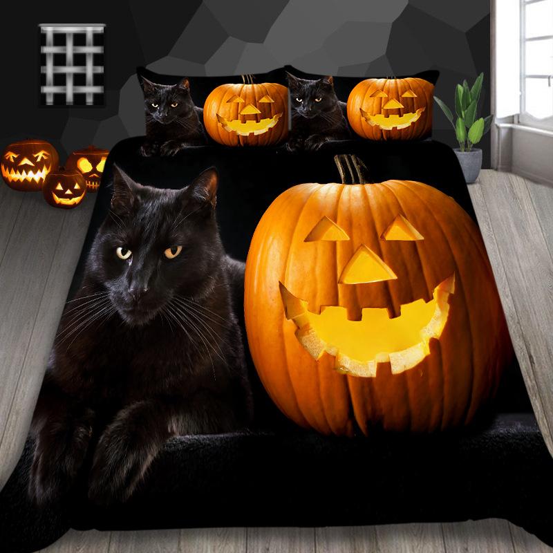 Halloween Decorative Quilt Cover Pillowcase Two Or Three-Piece Set Polyester 3D Digital Printing