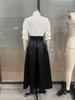 European American Sexy Women's Street Fashion Stand-up Collar Shirt & Solid Color Skirt Set
