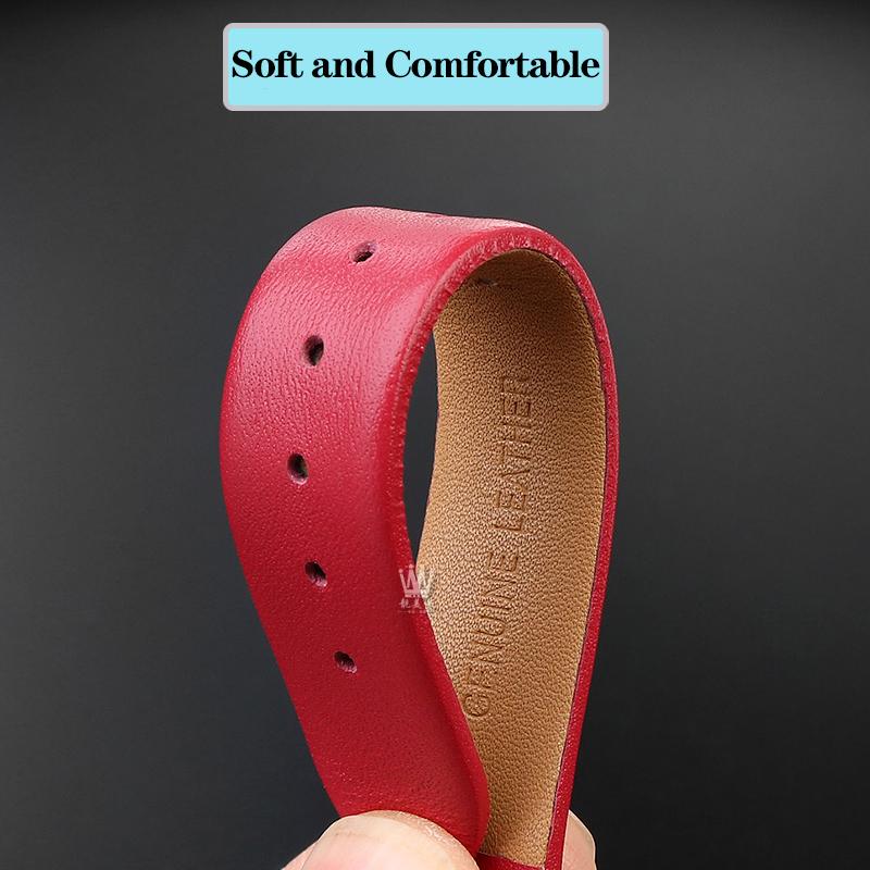 16*10mm Notched Genuine Leather Watchband for Ver-sace Female VERSUS VSP490118 VSPCD2217 Watch Band Strap Bracelet Blue White
