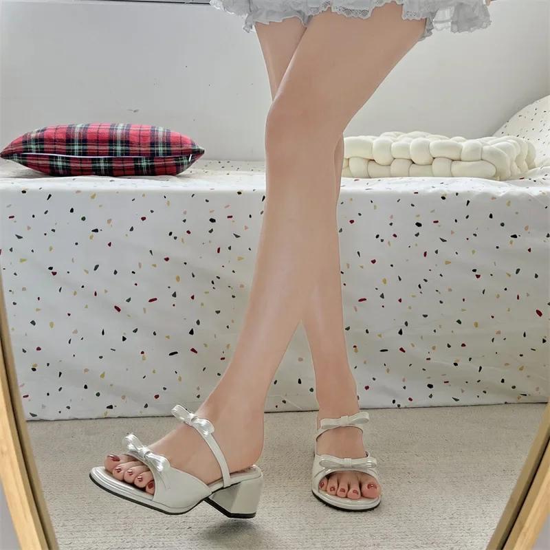 Pink Fairy Tale High Heel Slippers Women's Summer Outdoor Wear New Style Match Skirts Versatile Heightening Sandals