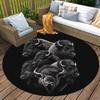Bull Wolf Round Area Rug,Carpet Rug for Living Room Bedroom Sofa Playroom Decor,Non-slip Floor Mat