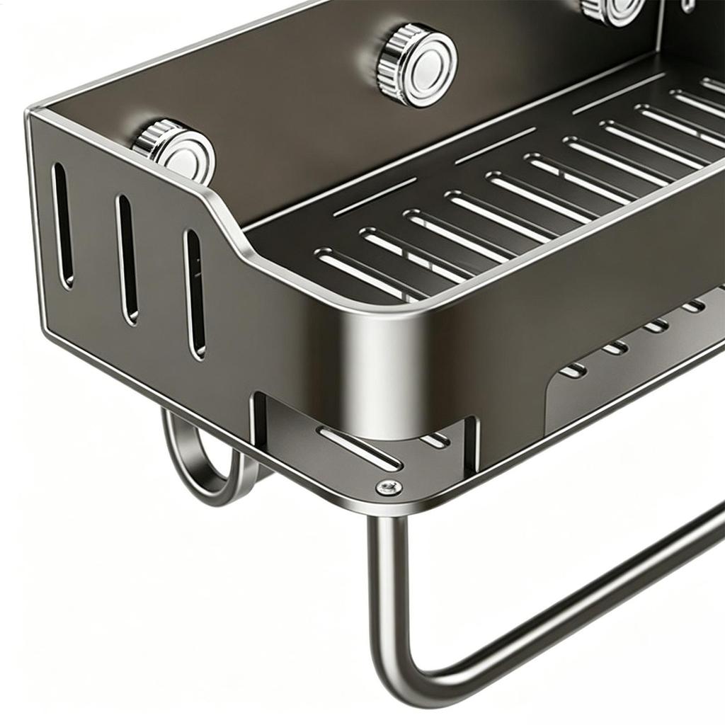 Shower Suction Shelf Wall Basket With Drainage Holes Shower Basket Suction Cup With Hooks And Towel Bar For Home Kitchen Pantry