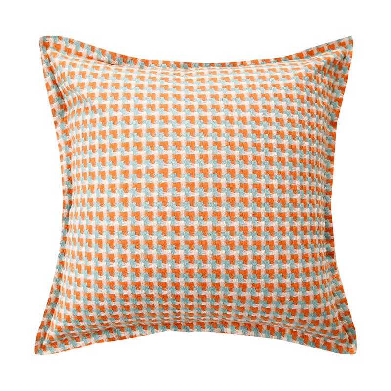 Plaid Linen Throw Pillow - Vintage Houndstooth Cushion Cover for Sofa, Bedroom, Office Chair & Bohemian Decor
