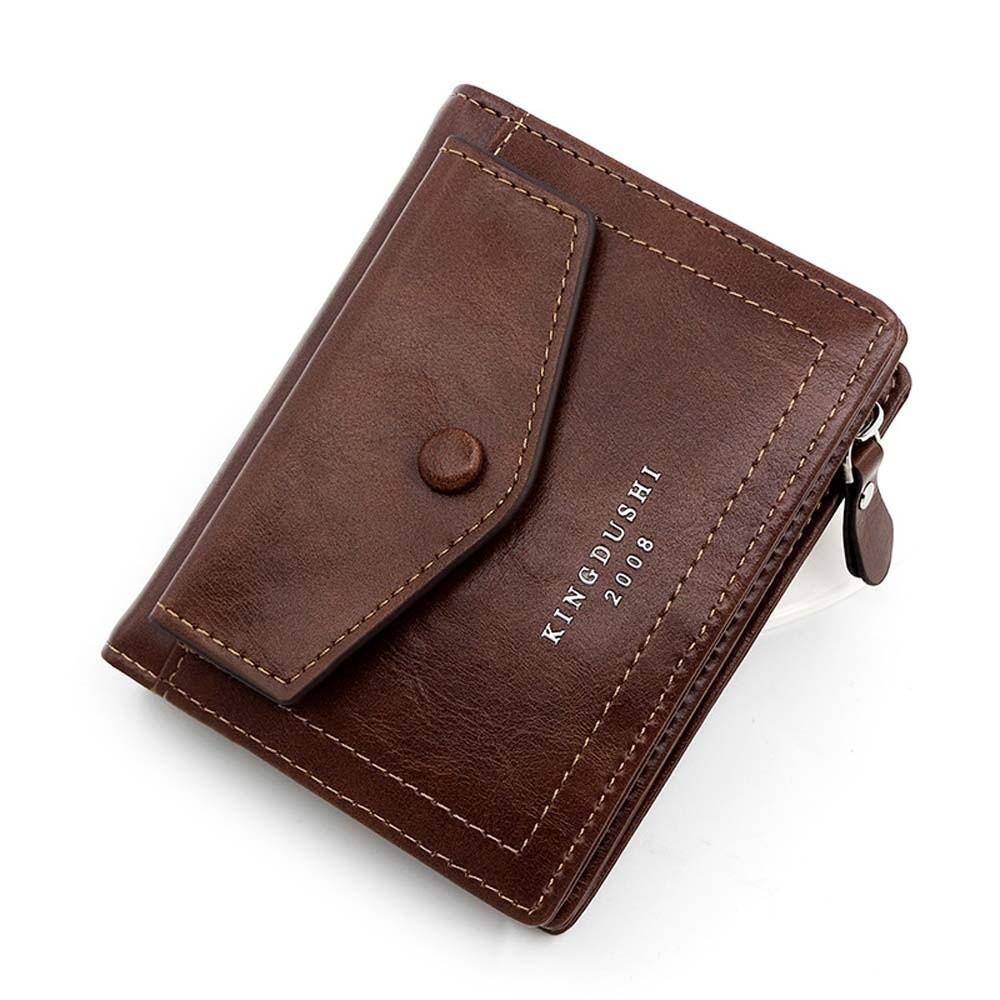 

Multiple Card Men Folding Wallet PVC Short PU Purse Korean Style Solid Color Card Bag Dating темный кофе