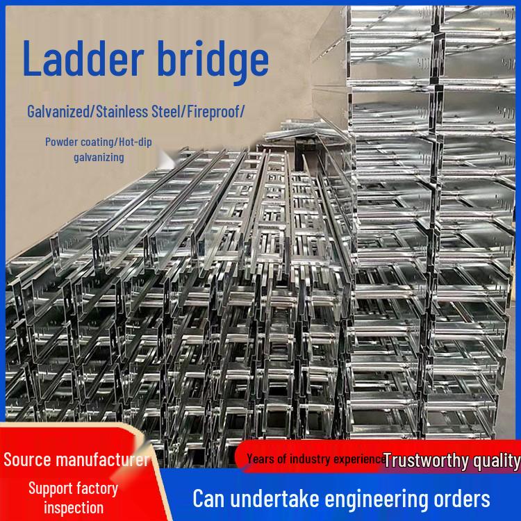 Galvanized Fireproof Aluminum & Stainless Steel Ladder Cable Tray 100x50x0.8