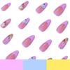 European & American Pink Floral French Almond Press-On Nails