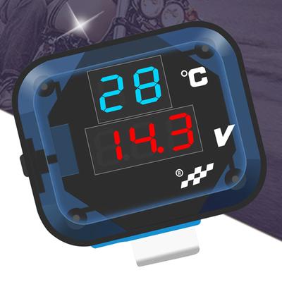 12-24V Motorcycle Handlebar Mounting Temperature Voltage Tester with USB Charger Waterproof Motorbike Modified Accessory
