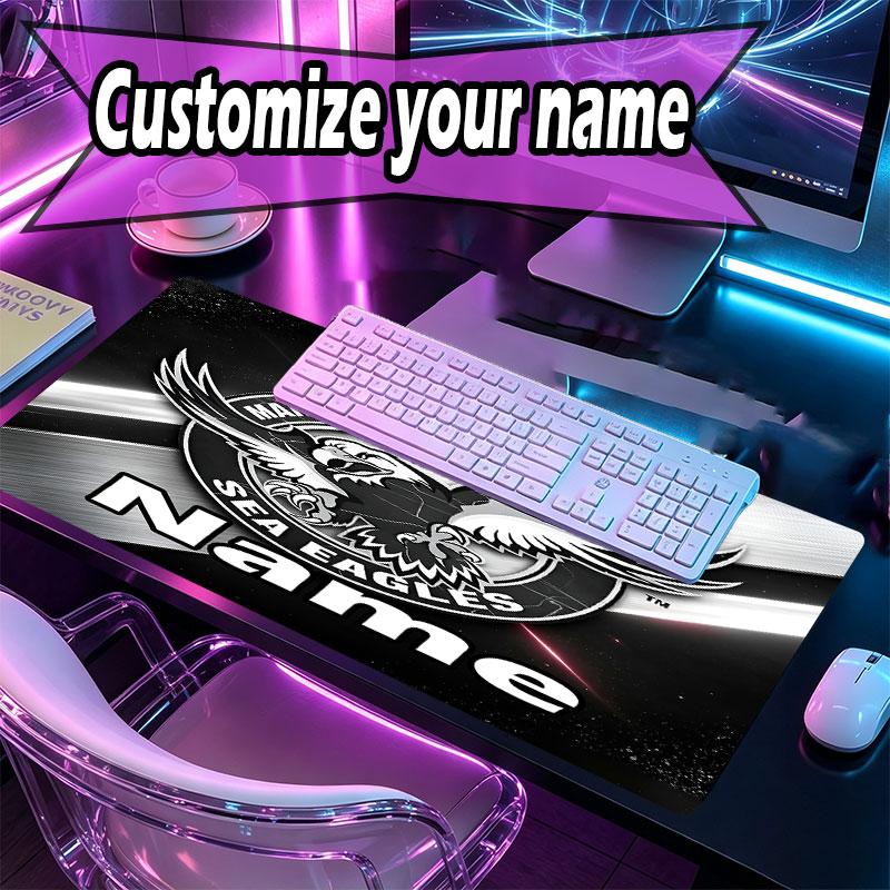 Custom Name Personalized Manly Warringah Sea Eagles Pattern Mousepad, Laptop PC Desk Mat, Decorative Desk Mat for Home Keyboard Pad Gift