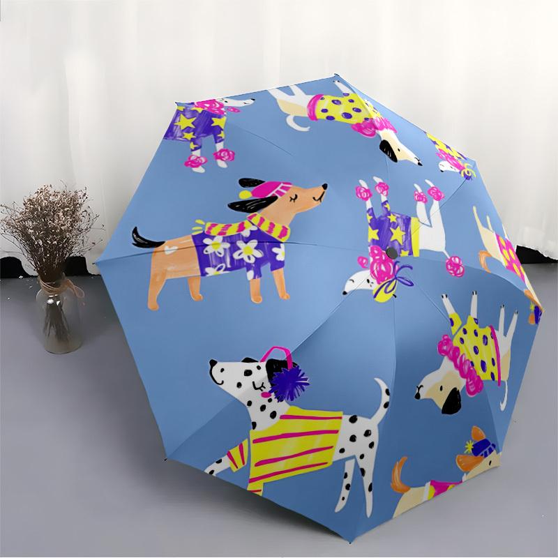 1pc Dogs Party Automatic Open/Close Umbrella, Windproof, Folding Compact Umbrella with Lightweight Design for Women/Men053