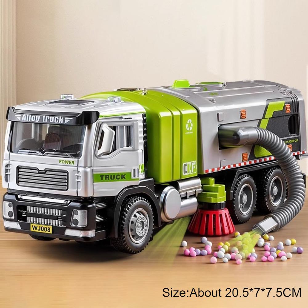 1: 50 Electric Sweeper Alloy Watering Truck Diecast Model Miniature Toys Car Doors Opened Sound Light Vehices For Children Gifts