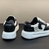 Autumn 2025 Men's Genuine Leather White Sneakers: British Style, Thick Sole, Casual, High-End Fashion