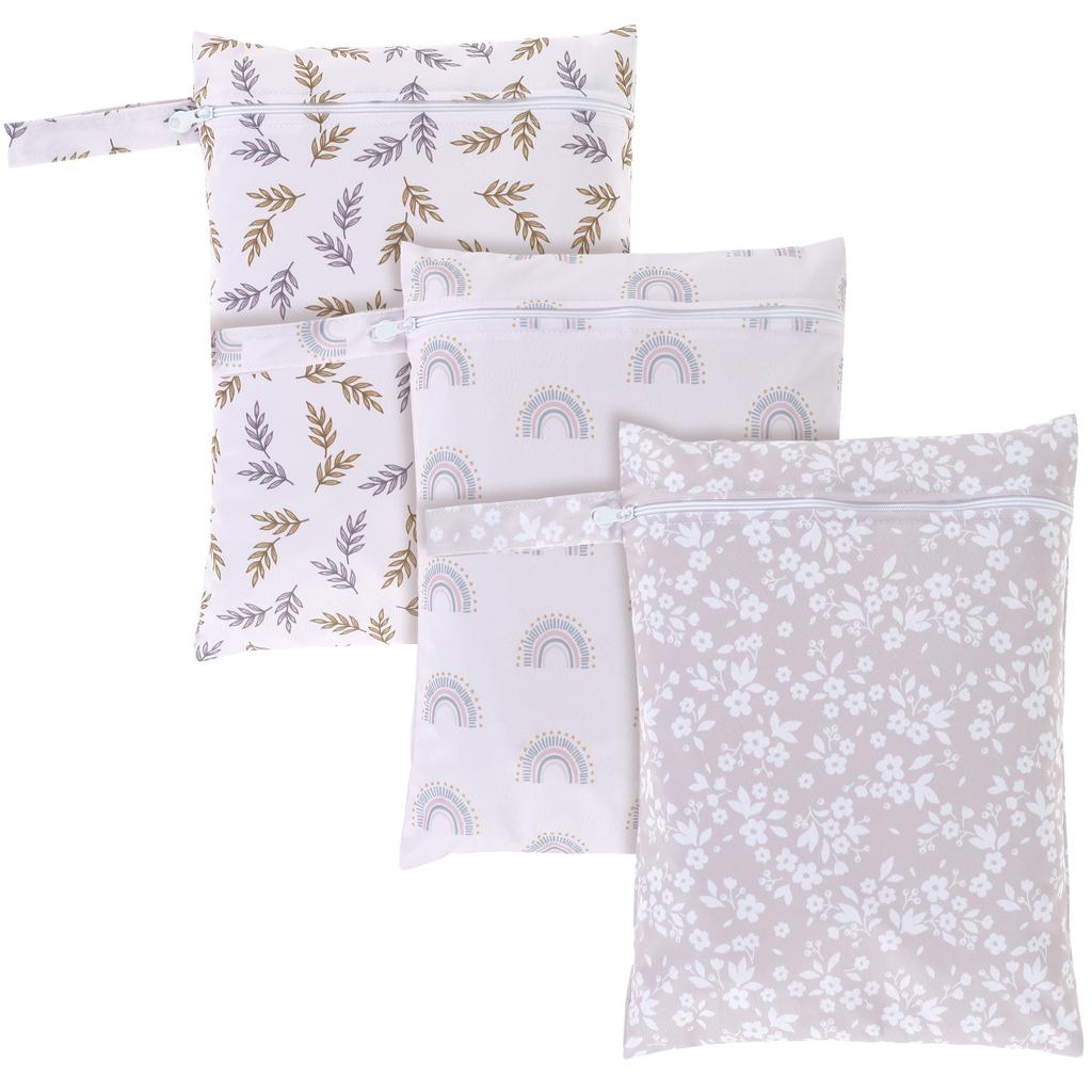 3Pcs Wet Bags Zipper Waterproof Washable Travel Bags Large Capacity Wet Dry Storage Bag for Swimsuits Baby Diapers Beach Pool