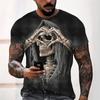Camiseta Retro de calavera para hombre, camiseta con estampado 3D de calavera, ropa de calle para hombre, camiseta Extra grande de manga corta de terror para hombre