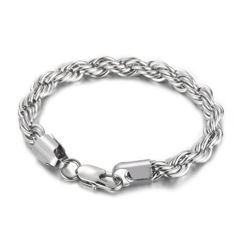 Titanium Steel Jewelry, Simple Male Japanese Buckle Twist Chain 4/6/8 Mm Twist Rope Chain Bracelet