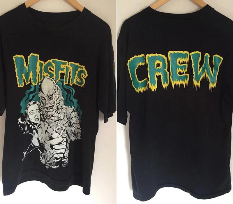 Misfits Creature Black Lagoon Rare Design black T shirt 2 side 90s Vtg S-5XL M