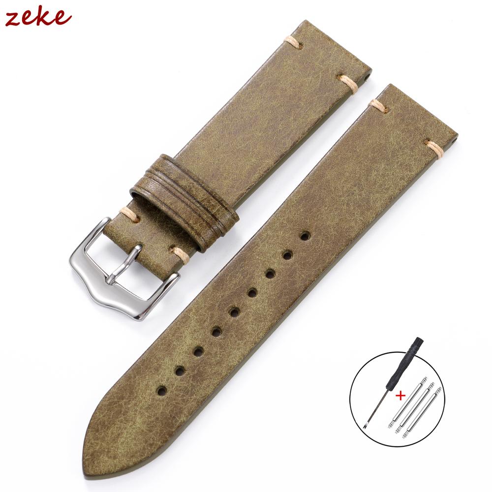 Calfskin Genuine Leather Watchbands Handmade Stitching Cowhide Watch Band for Seiko 20mm 22mm Vintage Brown Smartwatch Strap