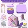 Bento Lunch Box with 8oz Soup Thermo Leakproof Lunch Food Containers with 4 Compartment Insulated Hot Food Jar with Lunch Bag f
