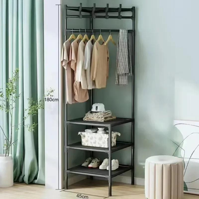 Corner Coat Rack 2/3 Layer Metal Material Durable Integrated Racks Bedroom Household Storage Rack Modern Simple Clothing Shelf