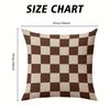 Brown and Beige Checkerboard Square Jacquard Pillow Cover for Sofa Office Waist Cushion Cover Home Decorative Pillowcase