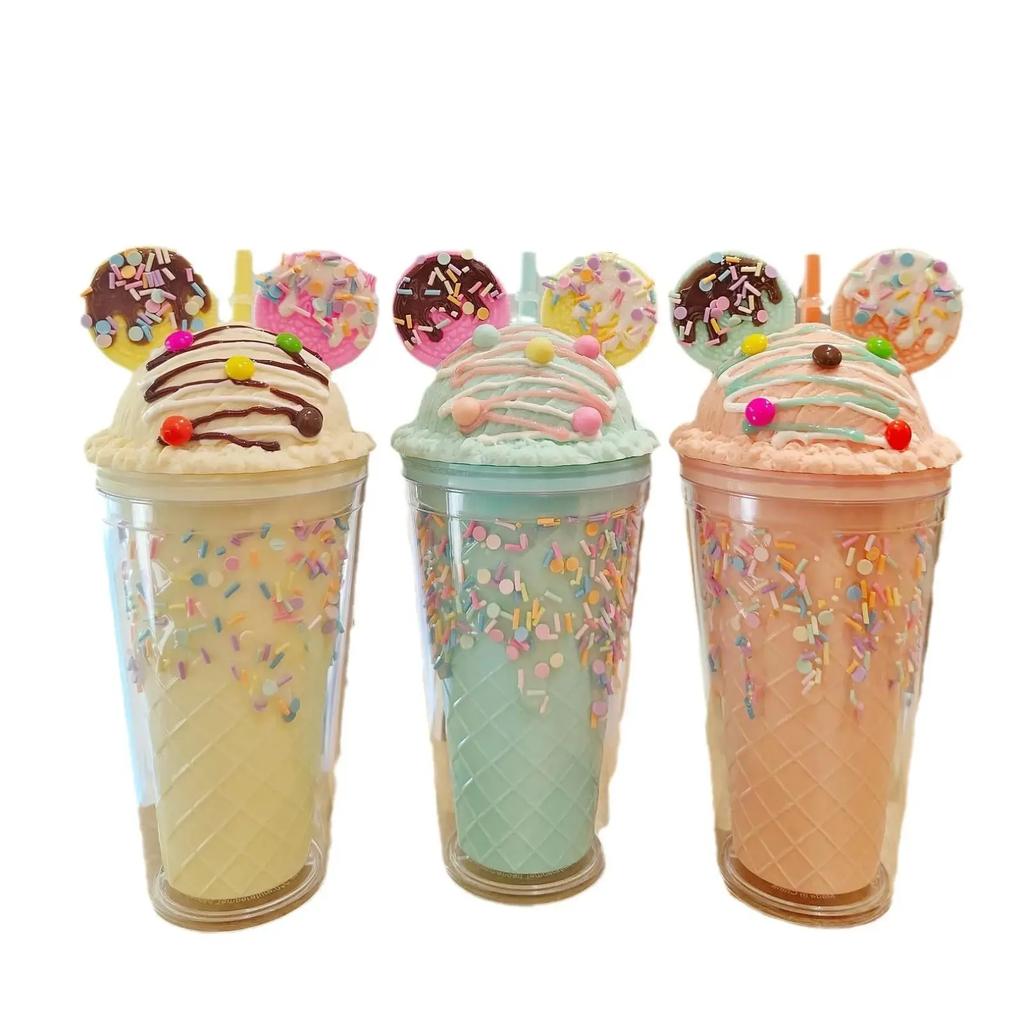 450ml Cute Water Bottle for Girls with Sequins BPA FREE Double Wall Tumbler with Straw Reusable Smoothie Cup Drinkware Xmas Gift