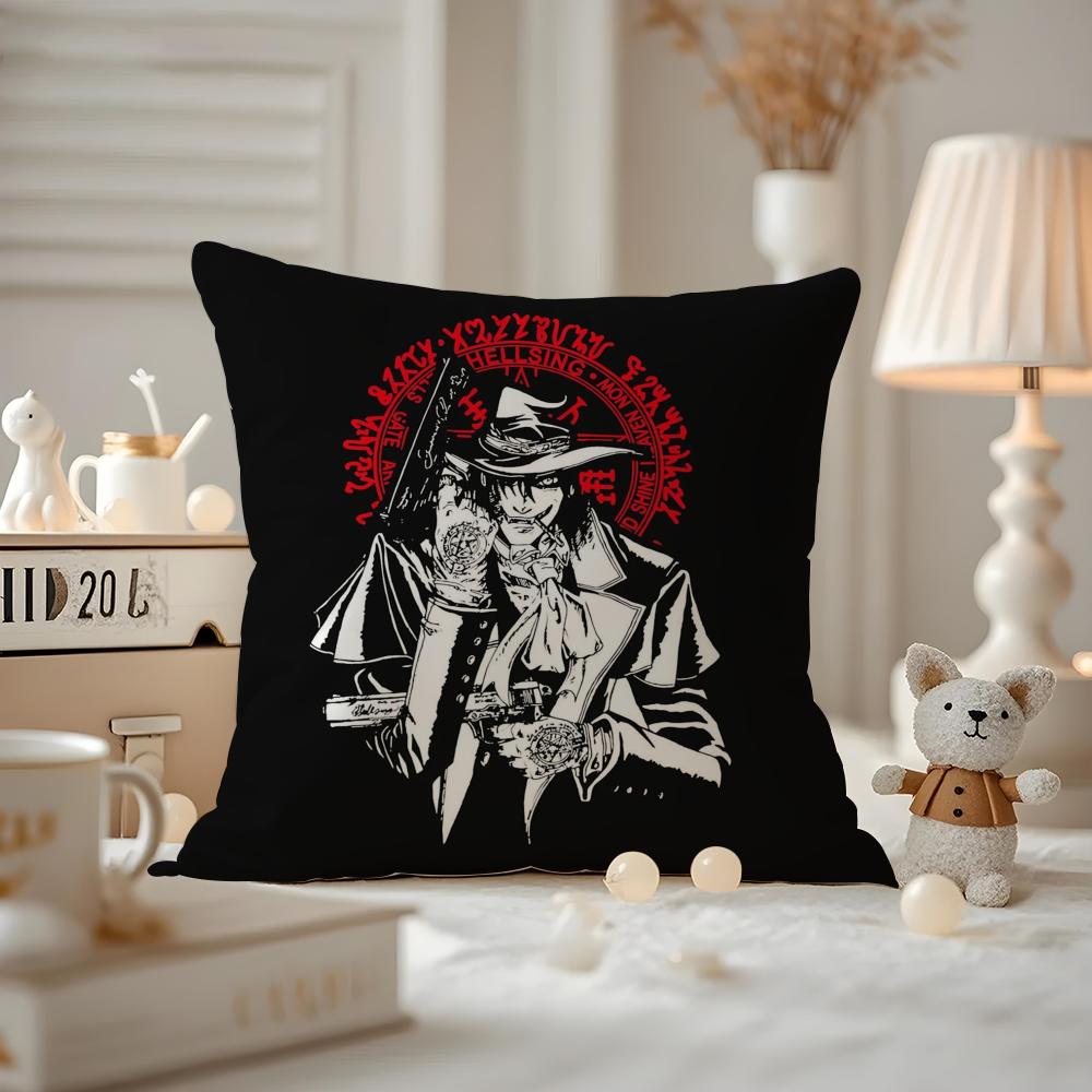 Anime C-Castlevania Cushion Cover Anti-dustmite Pillowcase Invisible Zipper Silky Short Plush Sofa Cushion Cover