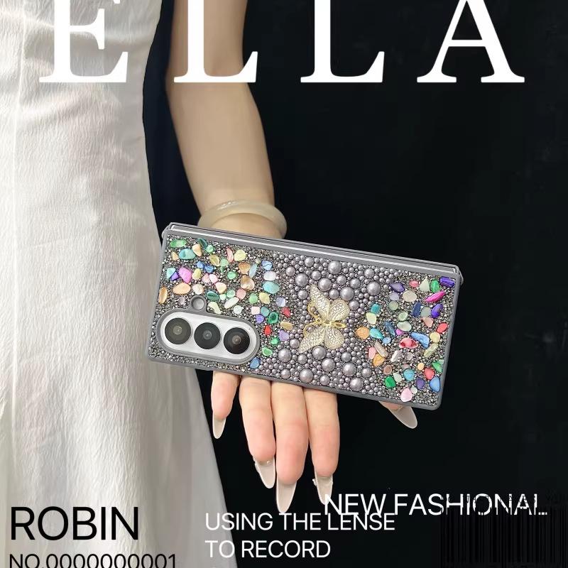 Applicable to Samsung ZFold7 mobile phone case folding screen ZFold6 flash diamond pearl W26 butterfly W24 protective case