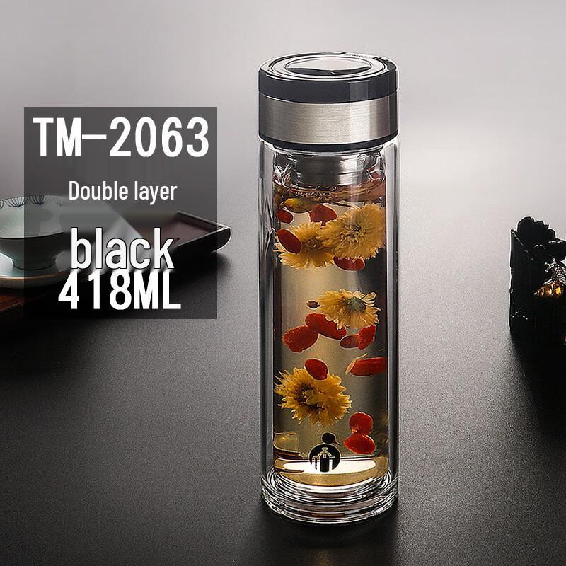 Fuguang T6 Double-Layer Borosilicate Glass Travel Mug with Tea Infuser