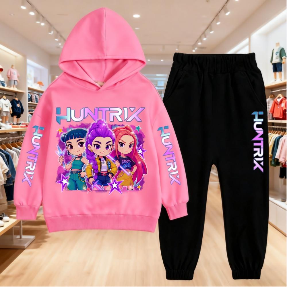 KPop Demon Hunters Kids Hoodie Set Boys Teen Girls Hoody Sweatshirts With Pants Tracksuit Children's Autumn Clothing 2pcs