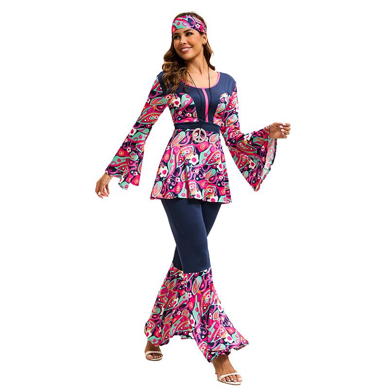 New carnival couple clothes 70s and 80s retro hippie disco dance clothes Indian primitive people XL