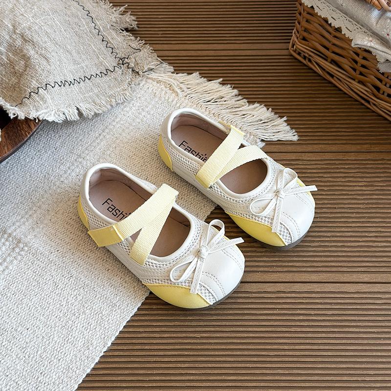 Kids Breathable Mesh Bow Decor Mary Jane Flats 23