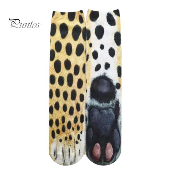 Washable Socks 1 Pair Long 3D Cartoon Animal Paw Print Athletic Soft Comfortable Stretchy Machine Indoor Outdoor