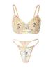ohyeahlady Embroidered Bra and Panty Plus Elegant Mesh Elegant Sexy Size 2XL Women's Set, Size, Lingerie, Pants, Yellow,