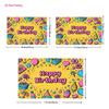 2D Yellow Happy Birthday Backdrop, Cartoon Party Doodles & Gifts Photo Background
