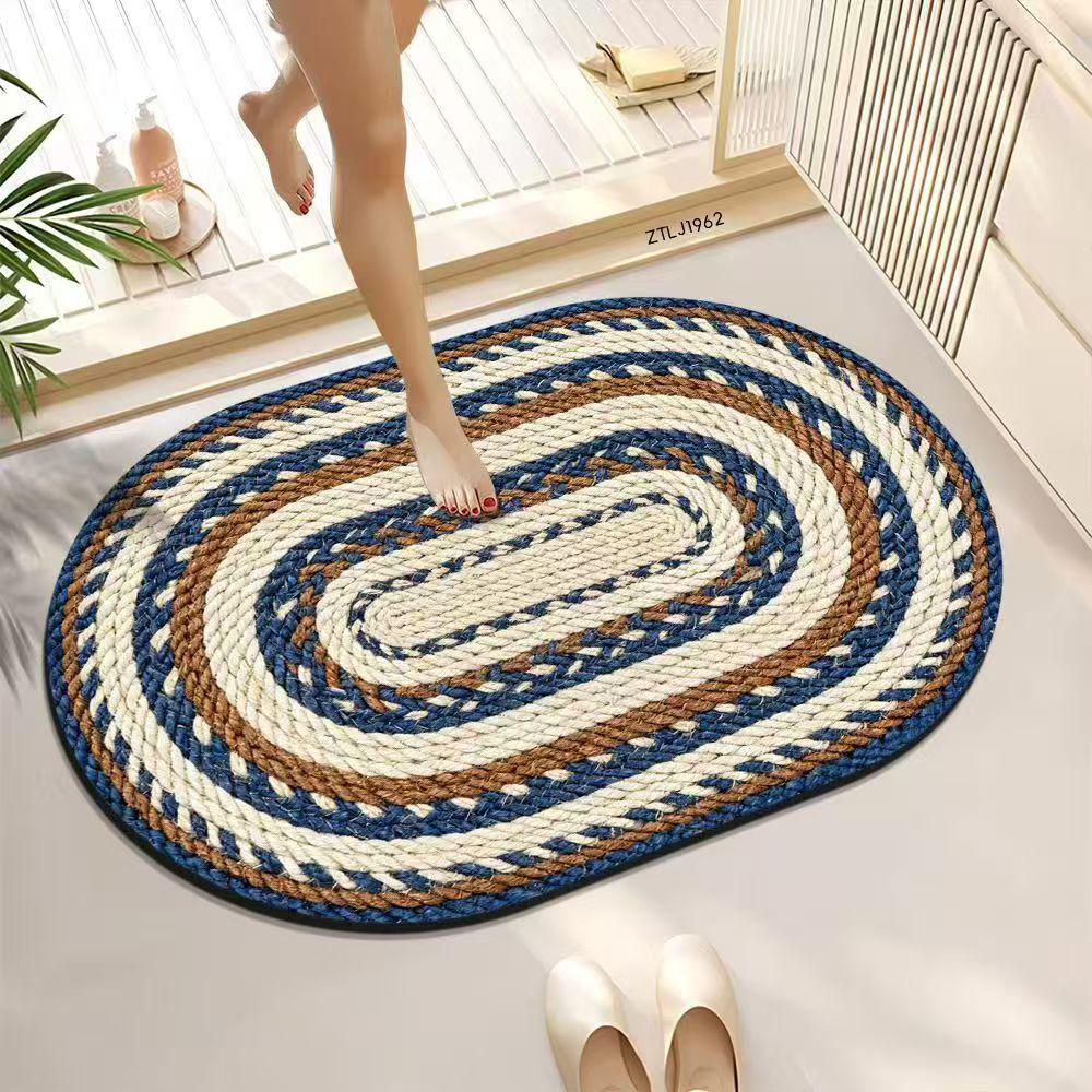 Minimalist Woven Diatomaceous Earth Bath Mat - Absorbent, Easy-Clean, Non-Slip for Bathroom or Entrance