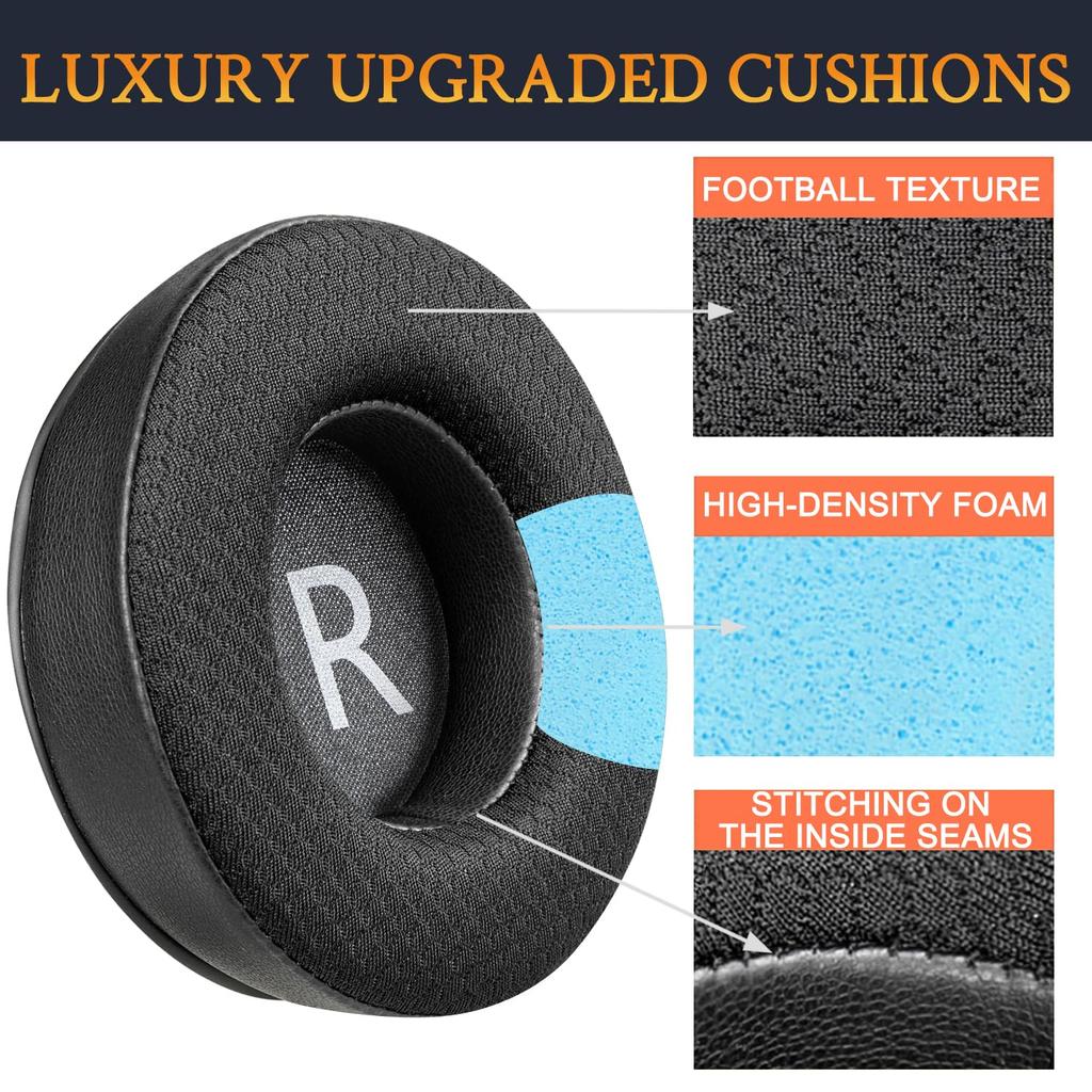 SOULWIT 90mm Mesh Ear Pads for JBL Synchros E50, E50BT, S500, S700 Wireless Headsets, Replacement Ear Cushions, Noise Isolating Foam Pads (Black)