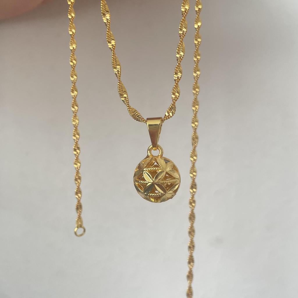 "Gold Heart & Water Drop Rose Necklace Pendant"