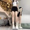2025 Women's Summer High Waist Slimming Loose Straight-Leg Drawstring Shorts - Black Casual Versatile Sportswear