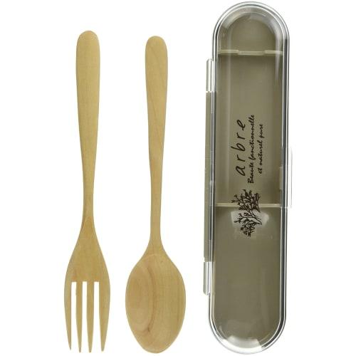 Showa Wooden Cutlery Set with Case, ARBRE, Made In Japan, 27149