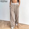Women's Fashion Casual Solid Color Print High Waist Trousers Pants & Capris